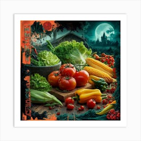 Halloween Vegetables Art Print