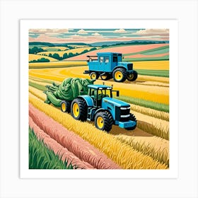 Harvesting Cubism Style Art Print