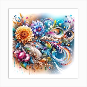 Colorful Abstract Floral Painting Art Print