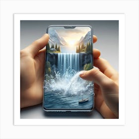 Waterfall In A Smartphone 1 Art Print