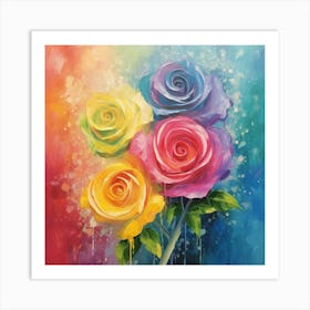 Rainbow Roses Art Print