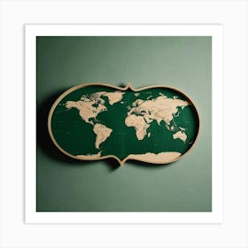 Default World Map In Green Art 2 Art Print