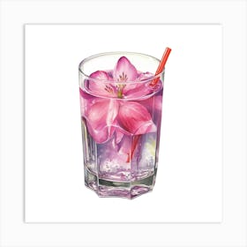 Pink Lily Cocktail Art Print