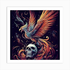 Phoenix And Skull Art Print