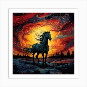 Horse At Sunset 1 Art Print