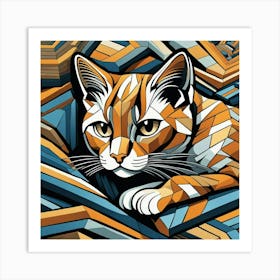 Geometric Cat Art Print