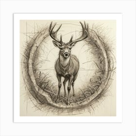 Deer In A Circle 3 Art Print