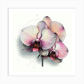 Orchid - Abstract Line Art Illustration 266 Art Print