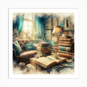 Room With Books 1 Art Print