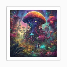 Imagination, Trippy, Synesthesia, Ultraneonenergypunk, Unique Alien Creatures With Faces That Looks (10) Art Print