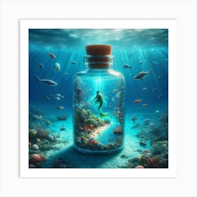Mermaid In A Bottle 8 Art Print