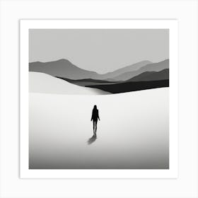 Silhouette Of A Woman In The Desert Art Print