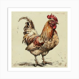 Rooster Chicken Farm Art Print