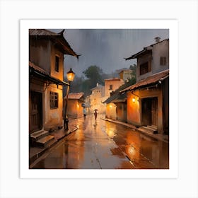 City The Street Rain Art Print