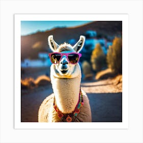 Llama Wearing Sunglasses Art Print