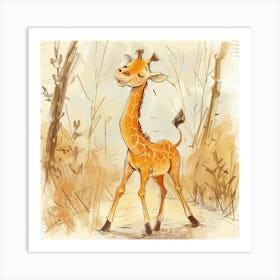 Cartoon Giraffe Art Print