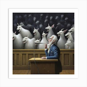 Goats In The Courtroom Art Print