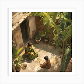 Children Playing Checkers Art Print