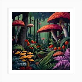 Forest Of Mushrooms Art Print