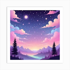 Sky With Twinkling Stars In Pastel Colors Square Composition 267 Art Print