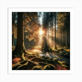 Sunrise In The Forest 4 Art Print