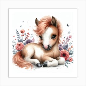 Little Pony With Flowers Art Print