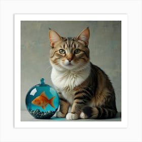 Default Cat With Fish Art 2 Art Print