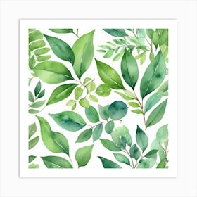 Illustrative Albedo Watercolor Green Leaves Art 1 Art Print