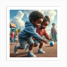 Children Playing In A Playground Art Print