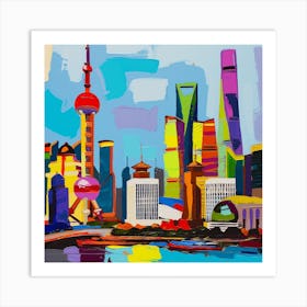 Abstract Travel Collection Shanghai China 3 Art Print