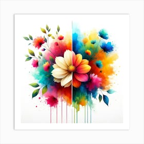 Abstract Colorful Flowers Art Print