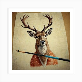 Deer Drawing 3 Art Print