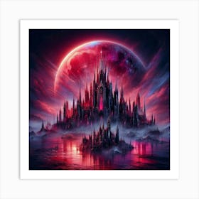 Red Moon City Art Print