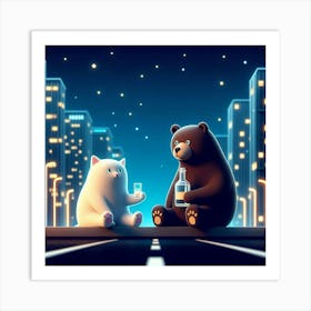 Bear And Cat Art Print