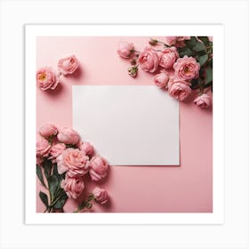 Pink Roses On Pink Background Art Print