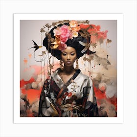 Modern Geisha - Surrealism Collage Art Print