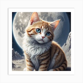 Moonlit Kitten Art Print