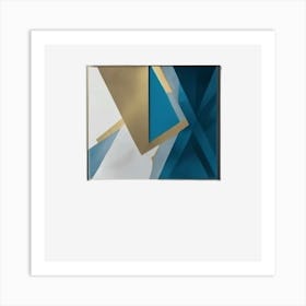 Blue And Gold Abstract Painting Art Print