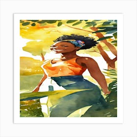 Watercolor Of African American Woman Art Print