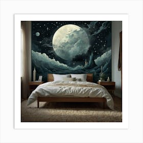 Moon And Stars Wall Mural Art Print