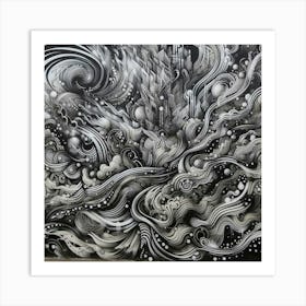 Abstract Black And White Painting Art Print