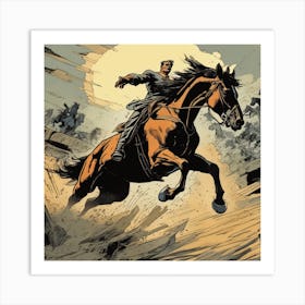 Man Riding A Horse Art Print