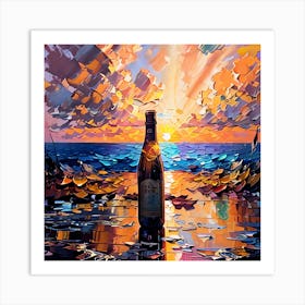 Sunset With A Bottle Of Beer Art Print