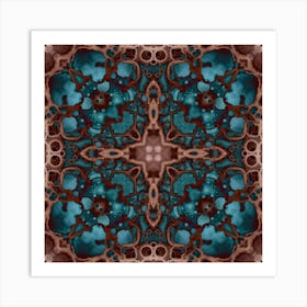Abstraction Blue Stained Glass Mandala Art Print