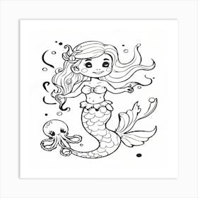 Mermaid Coloring Page Art Print
