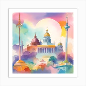 Watercolor Of St Petersburg Art Print