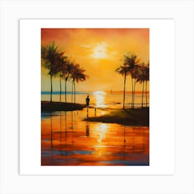 Sunset At The Beach 1 Art Print