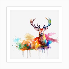 Deer Watercolor Painting 1 Poster