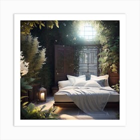 Bedroom In The Forest Art Print