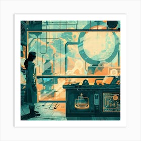 Woman In A Laboratory Art Print